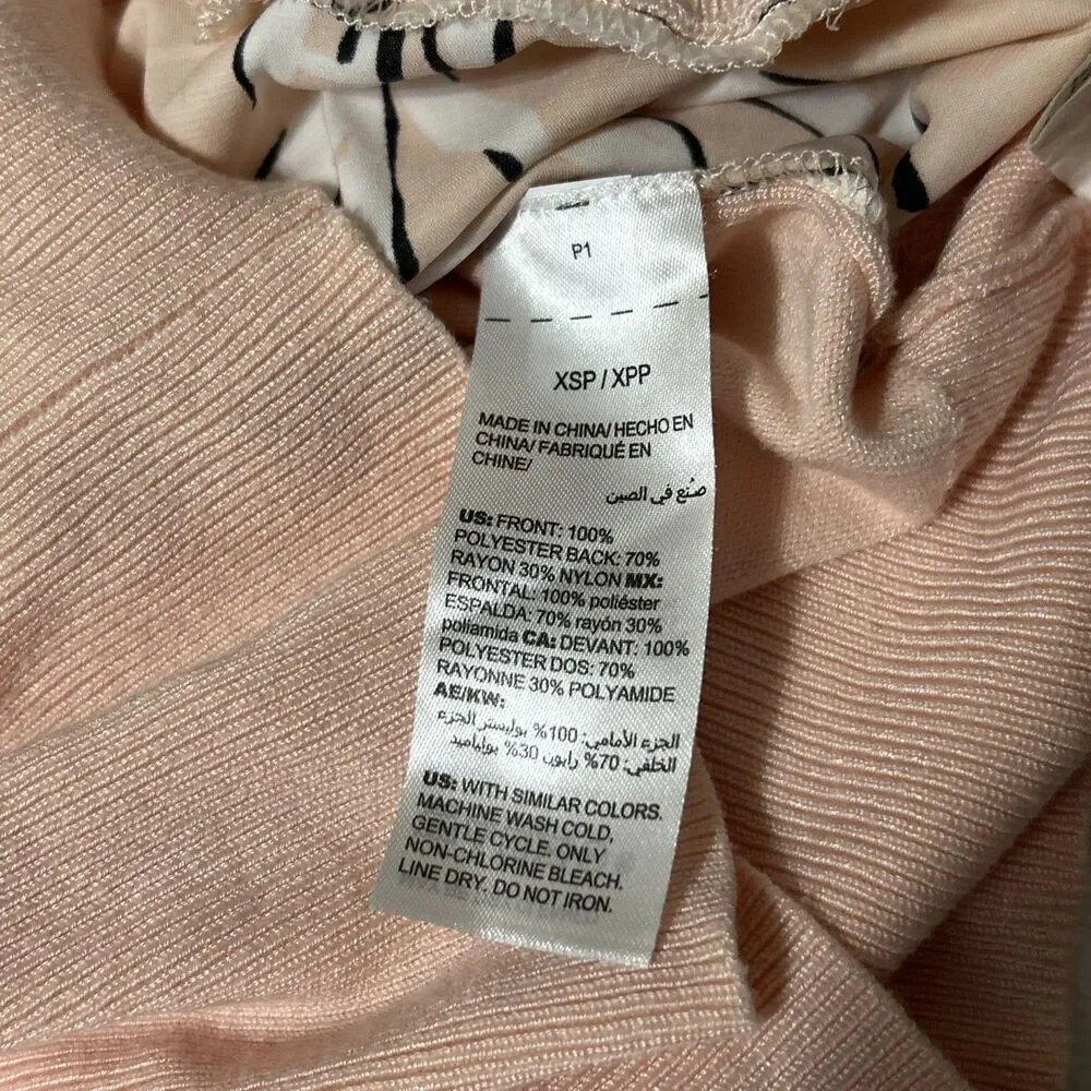 White House Black Market Floral Cardigan XS Petite Peach Satin Look